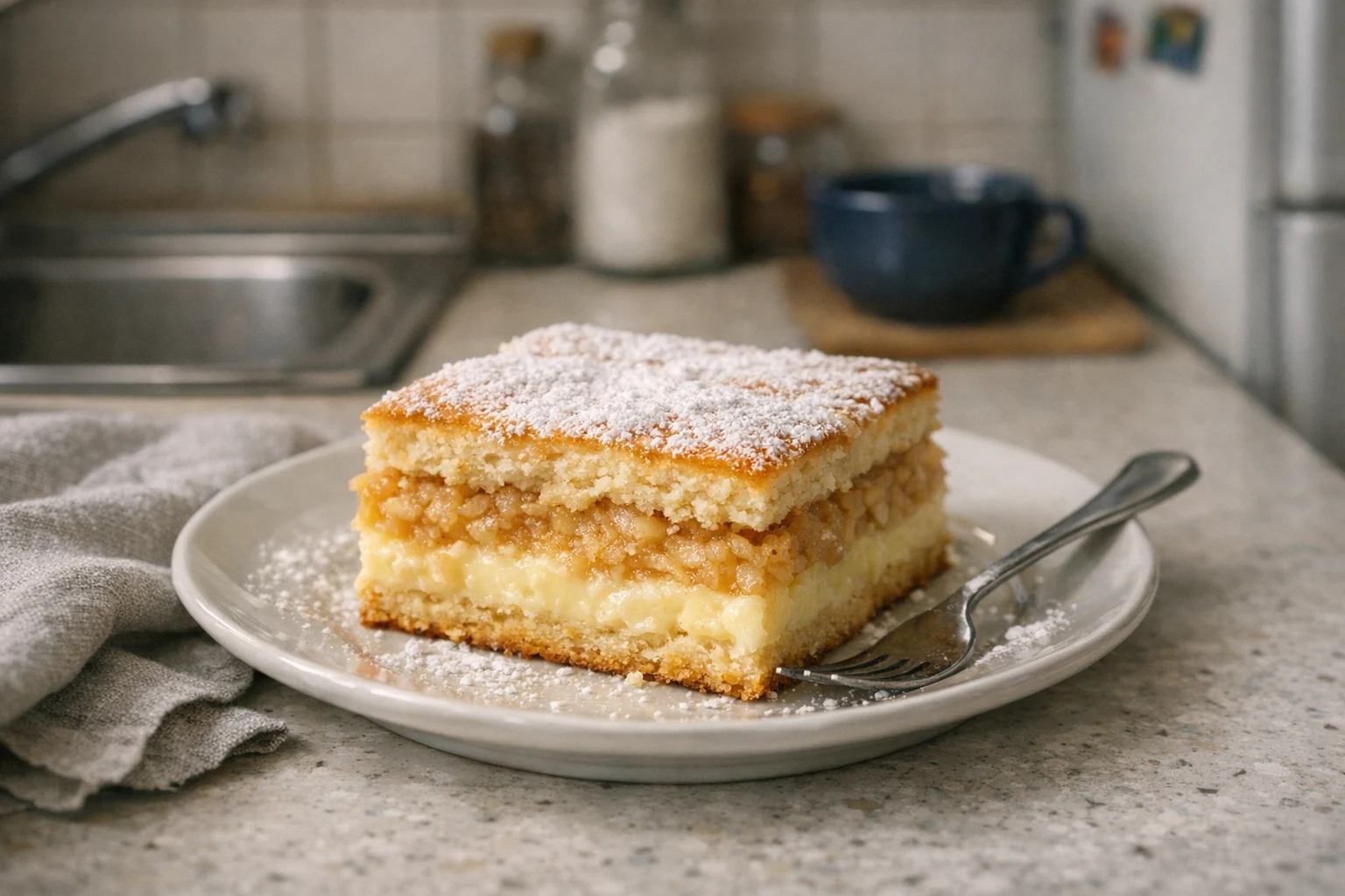 Jablkový koláč s pudingom