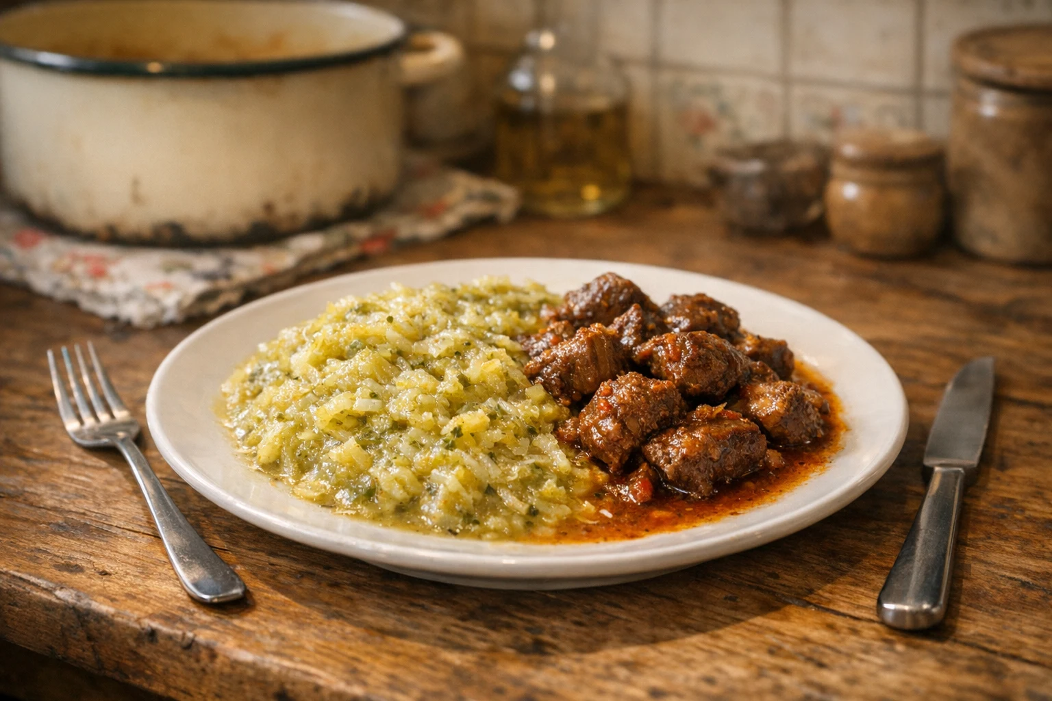 Kelový prívarok bez múky s dusenou hovädzinou