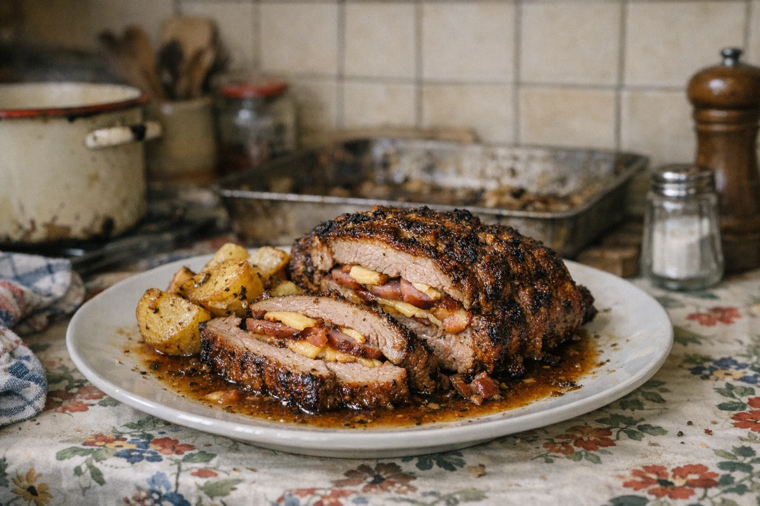 Pečená plnená krkovička