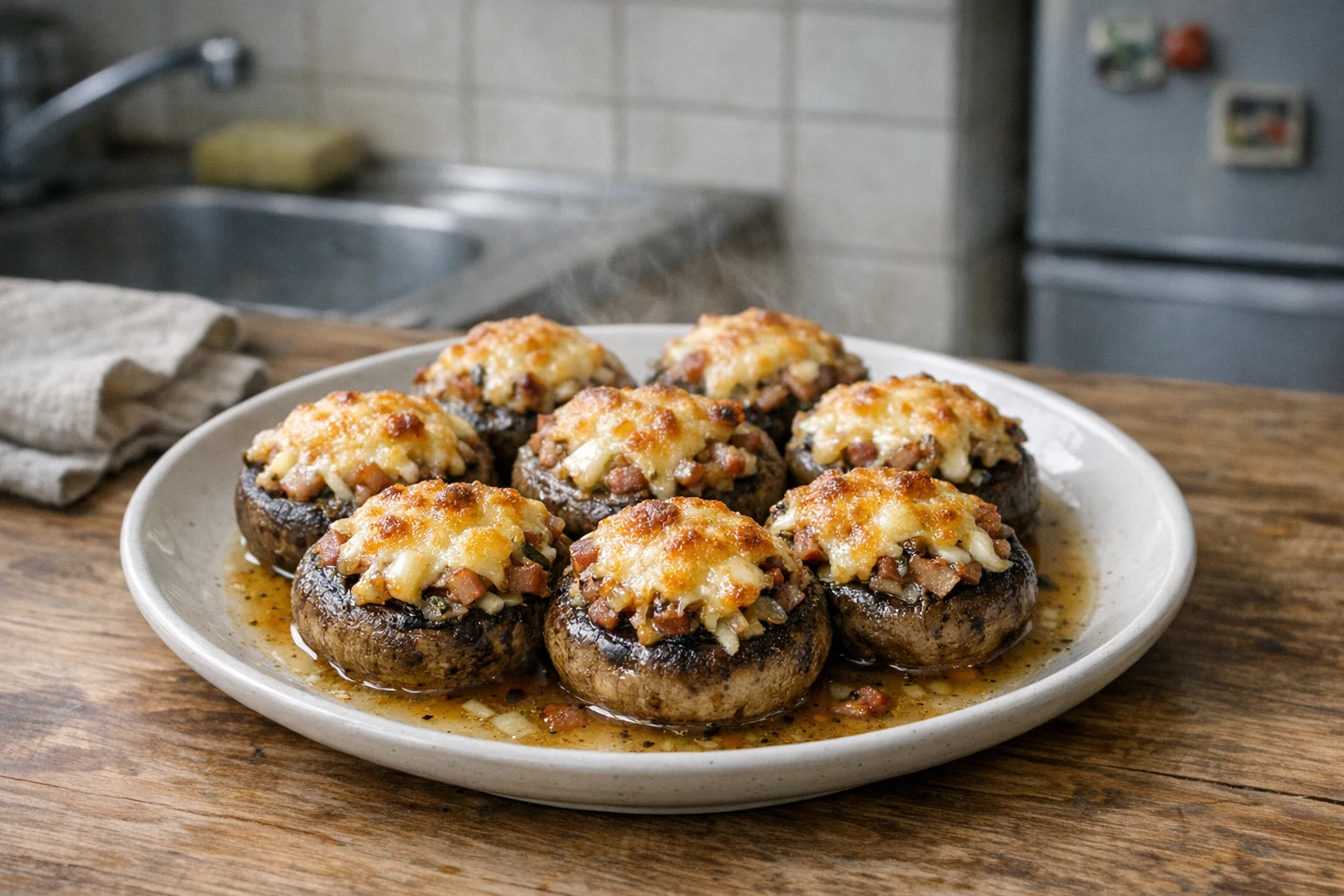 Plnené pečené šampiňóny