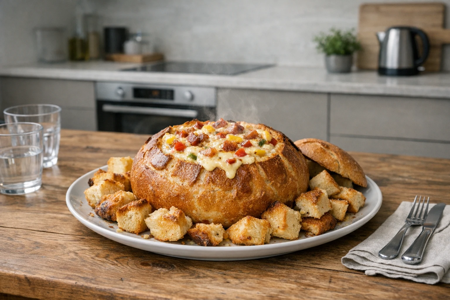 Plnený chlebík (sedliacke fondue)