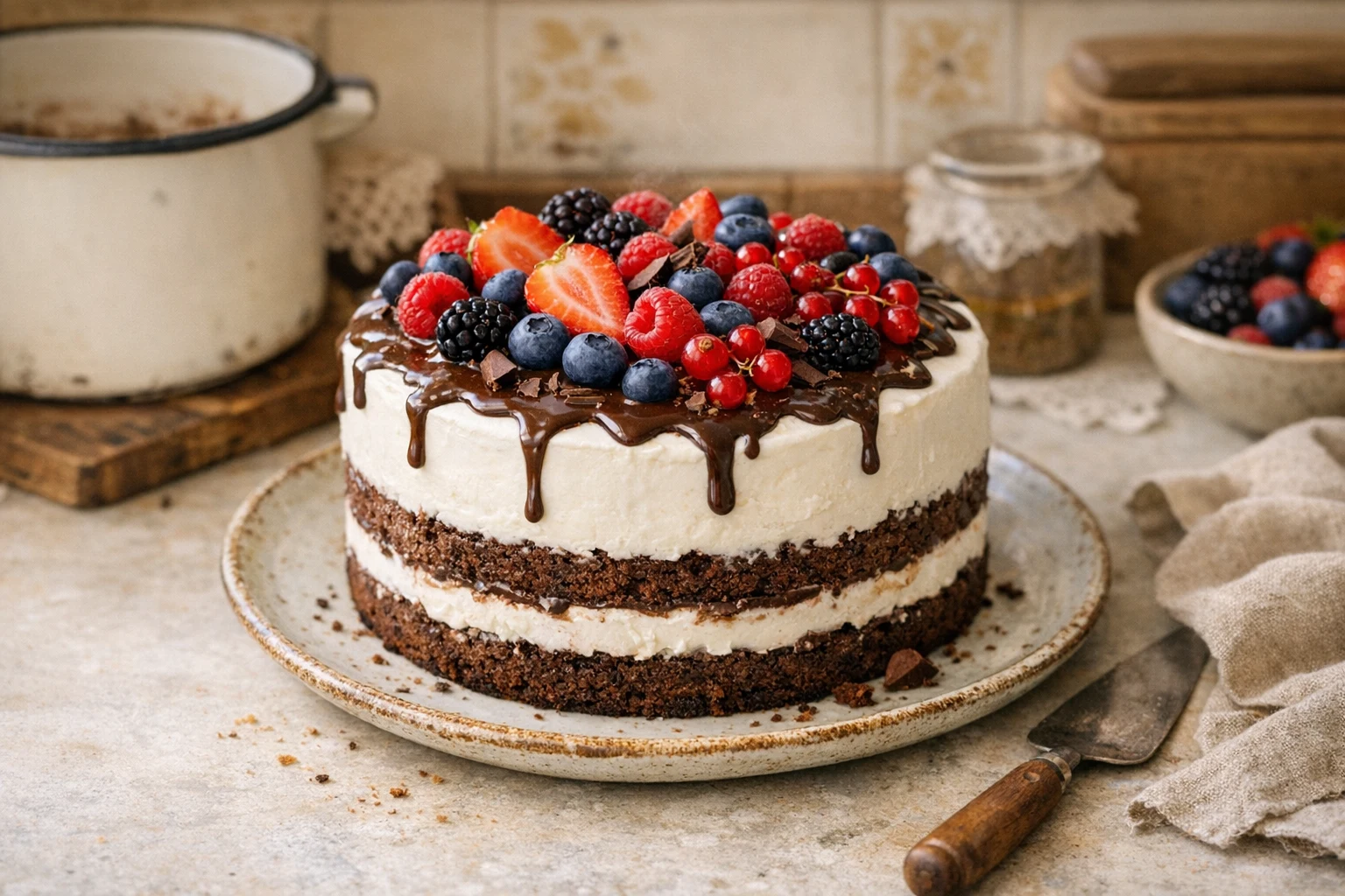 Pribináčiková torta s ovocím