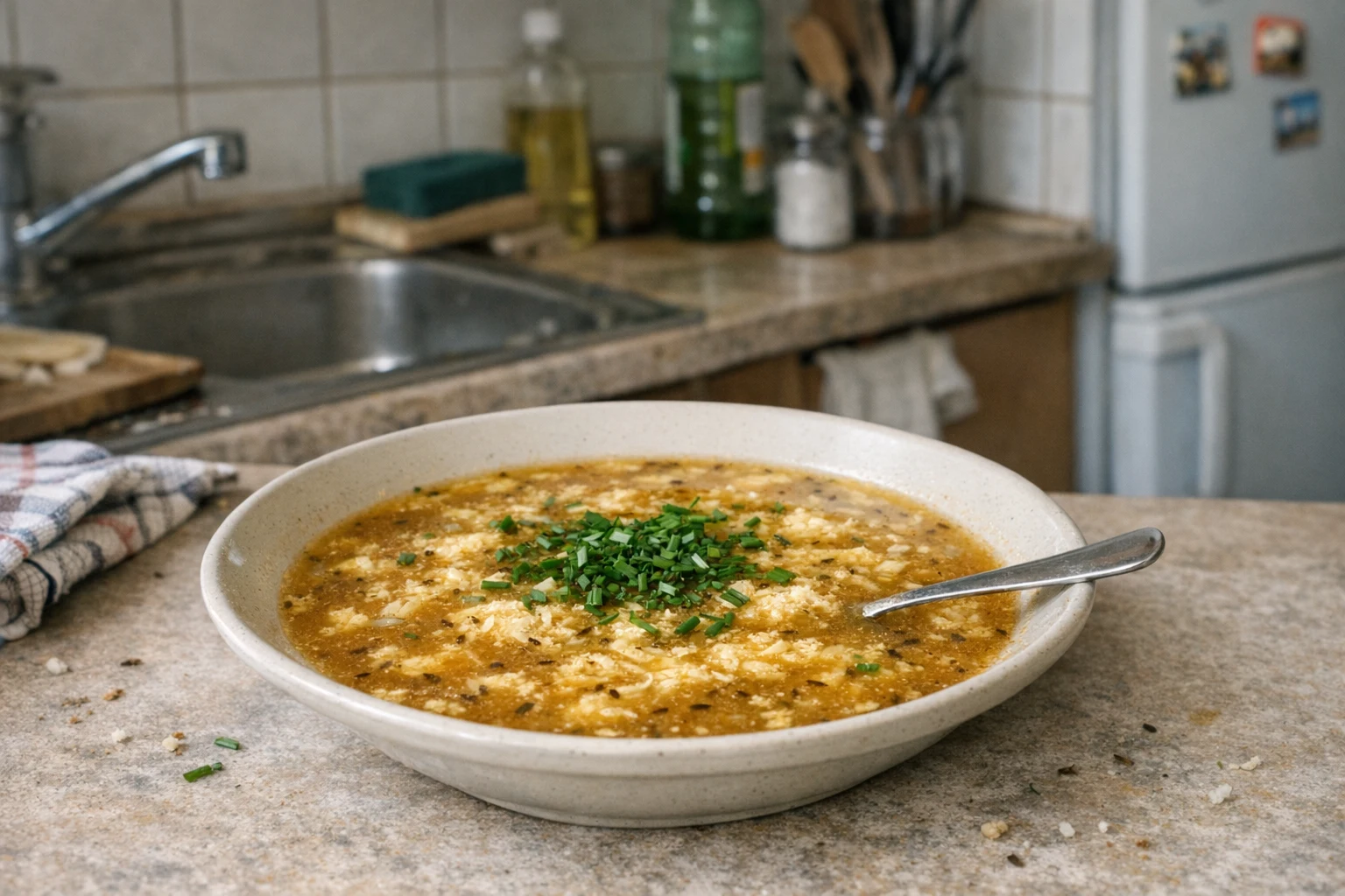 Rascová polievka s vajíčkom