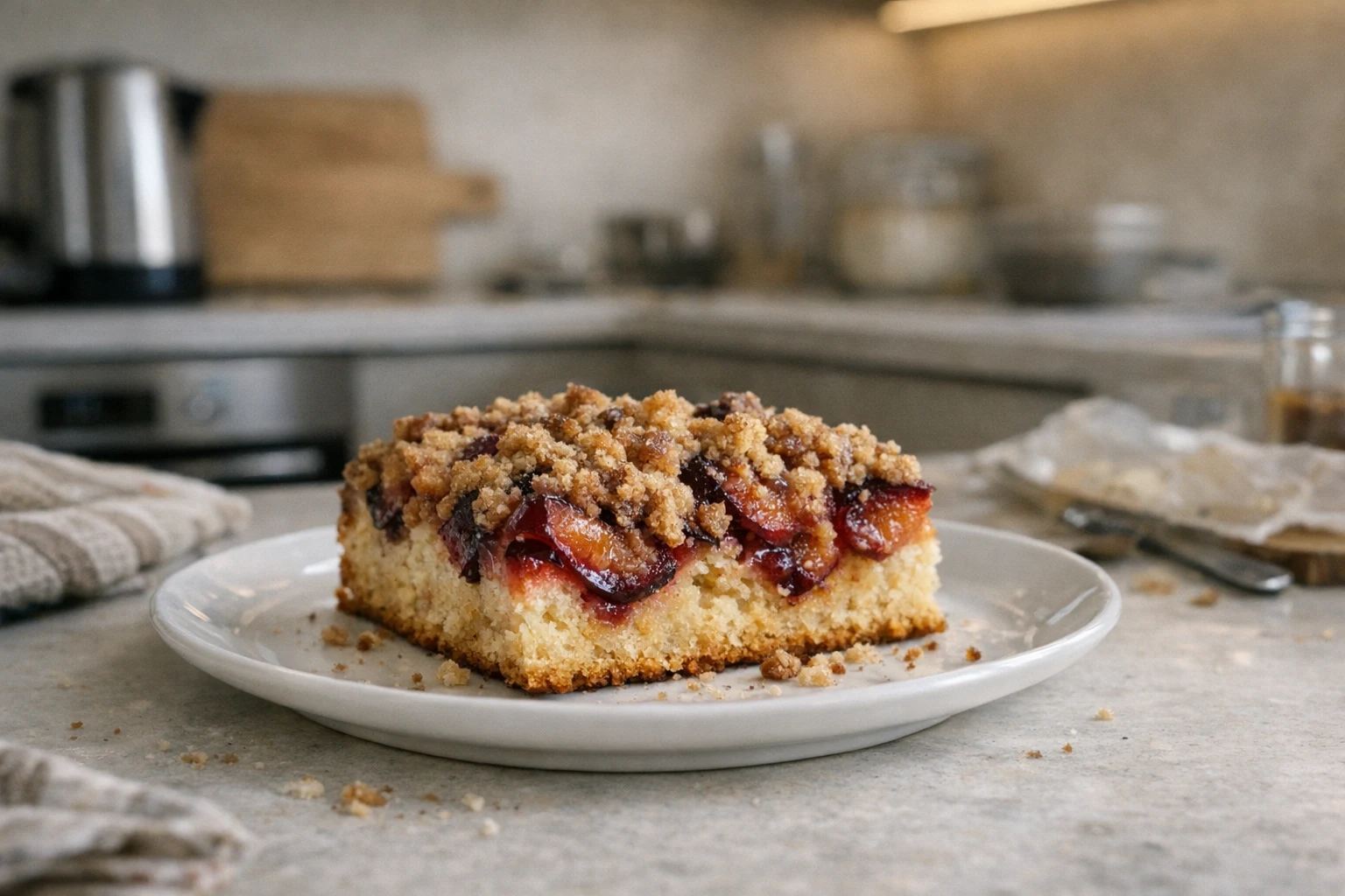 Šťavnatý slivkový koláč so škoricovou posýpkou