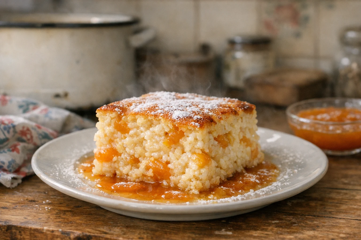 Vláčny ryžový nákyp s marhuľami