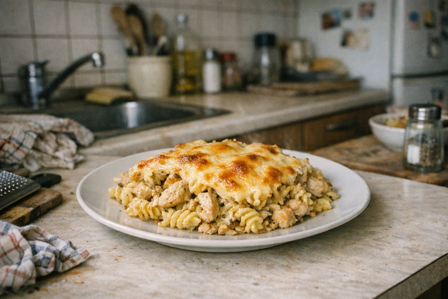 Zapekané cestoviny s kuracím mäsom a syrom