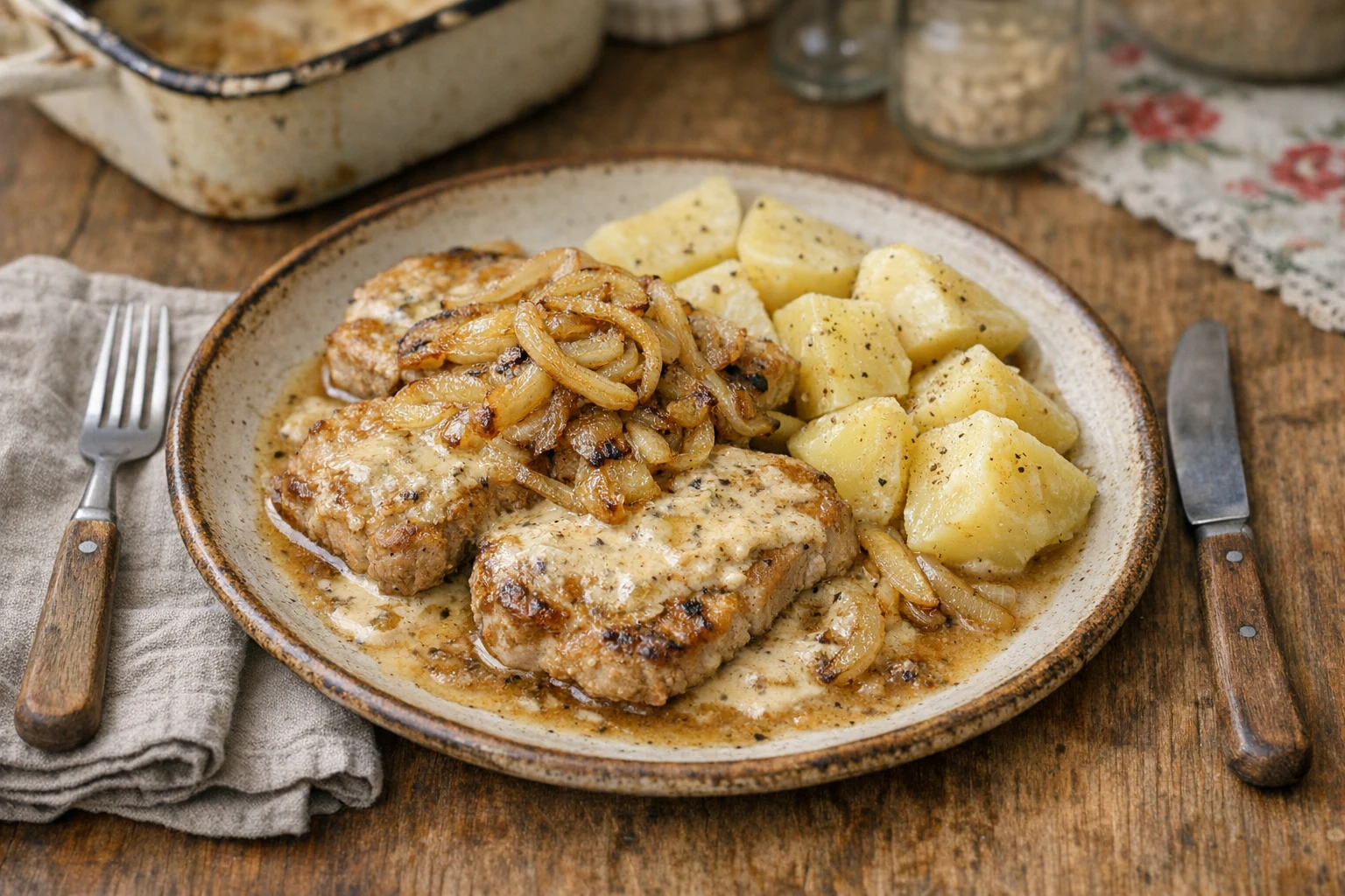 Bravčové karé na horčici so smotanou