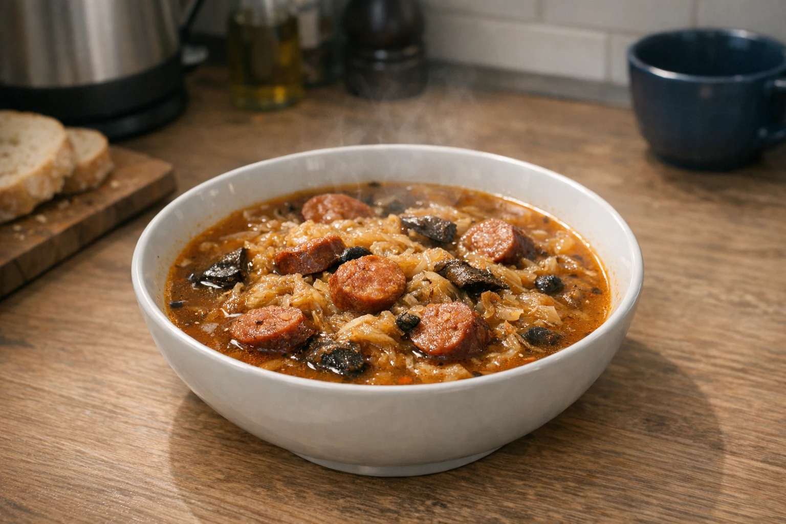 Domáca kapustnica s hríbami a klobásou