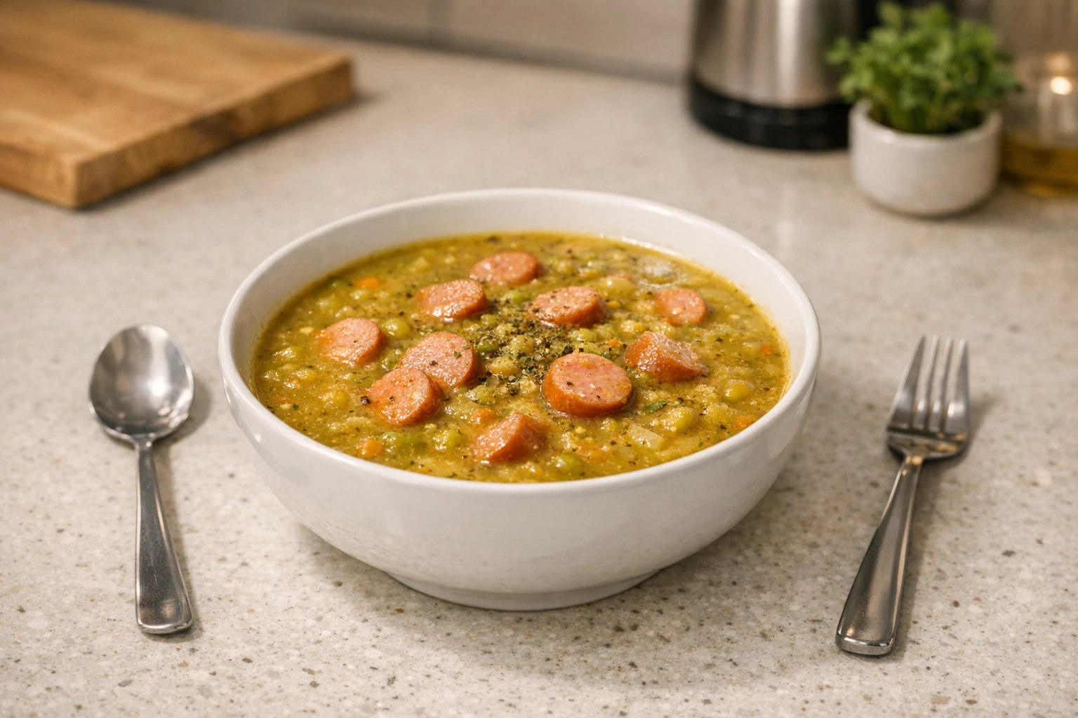 Hrachová polievka s párkom