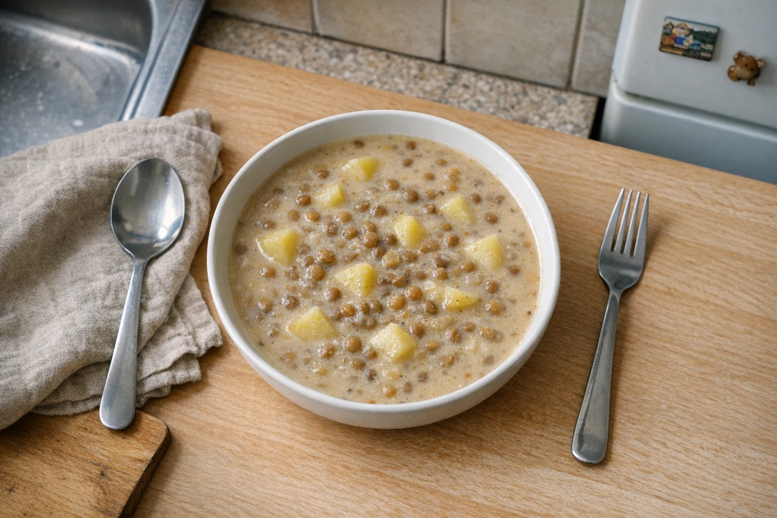 Kyslá šošovicová polievka so zemiakmi