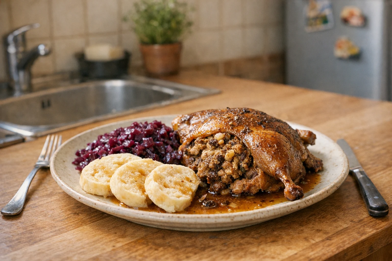 Pečená kačica s plnkou