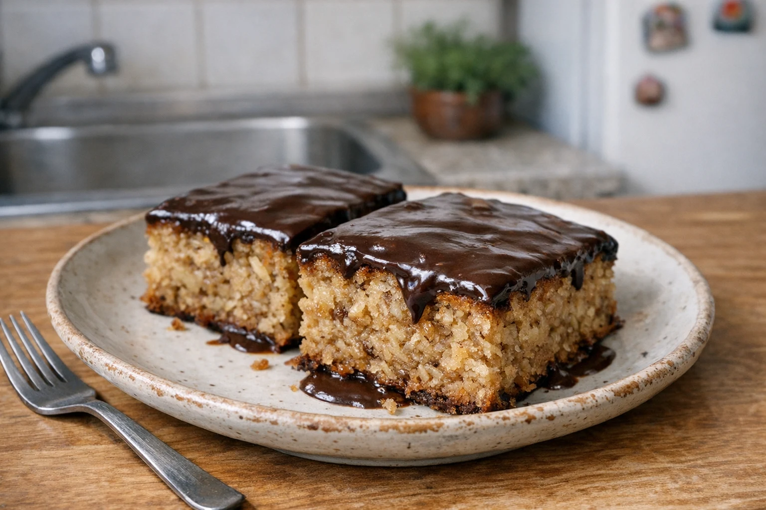 Rýchly jablkový koláč s čokoládovou polevou