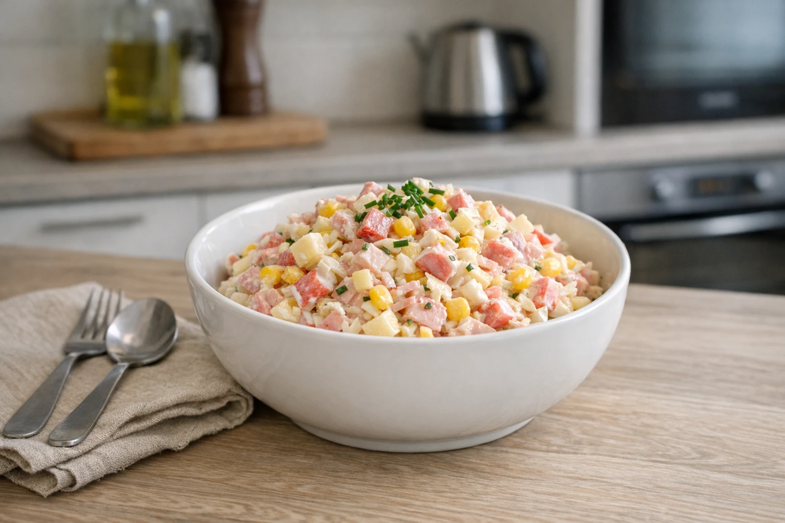 Šalát z krabích tyčiniek