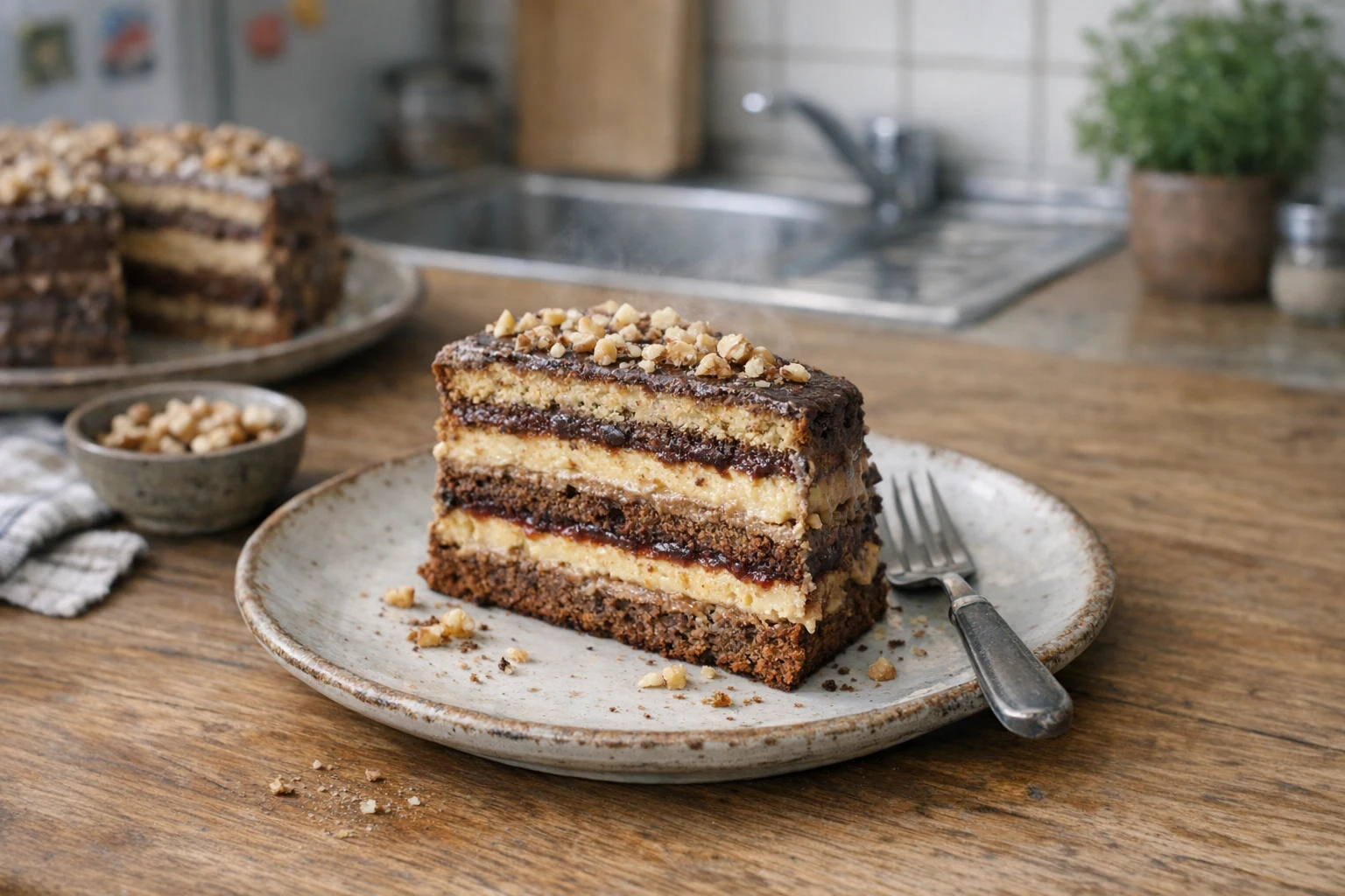 Skladaná orechová torta