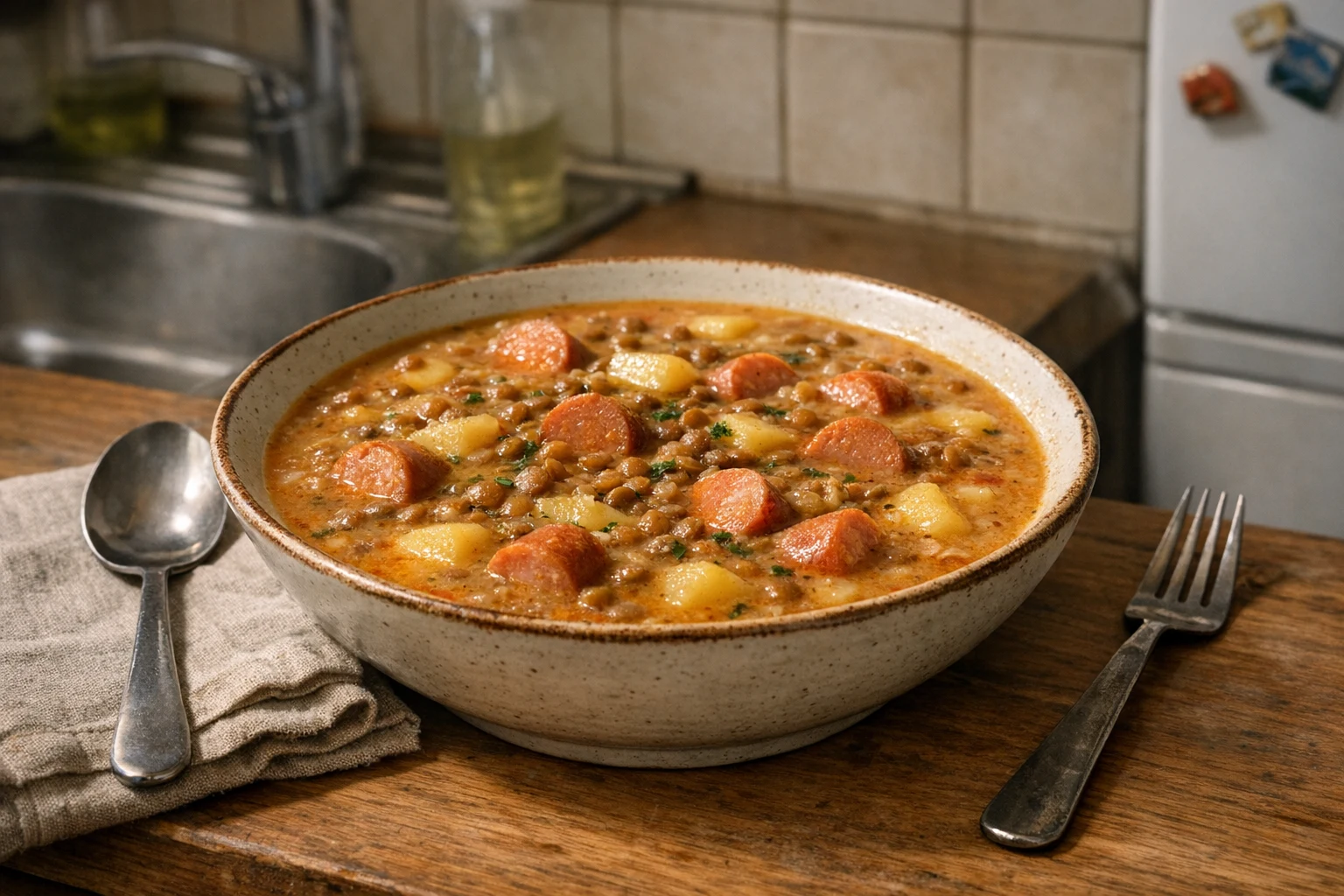 Šošovica s párkom