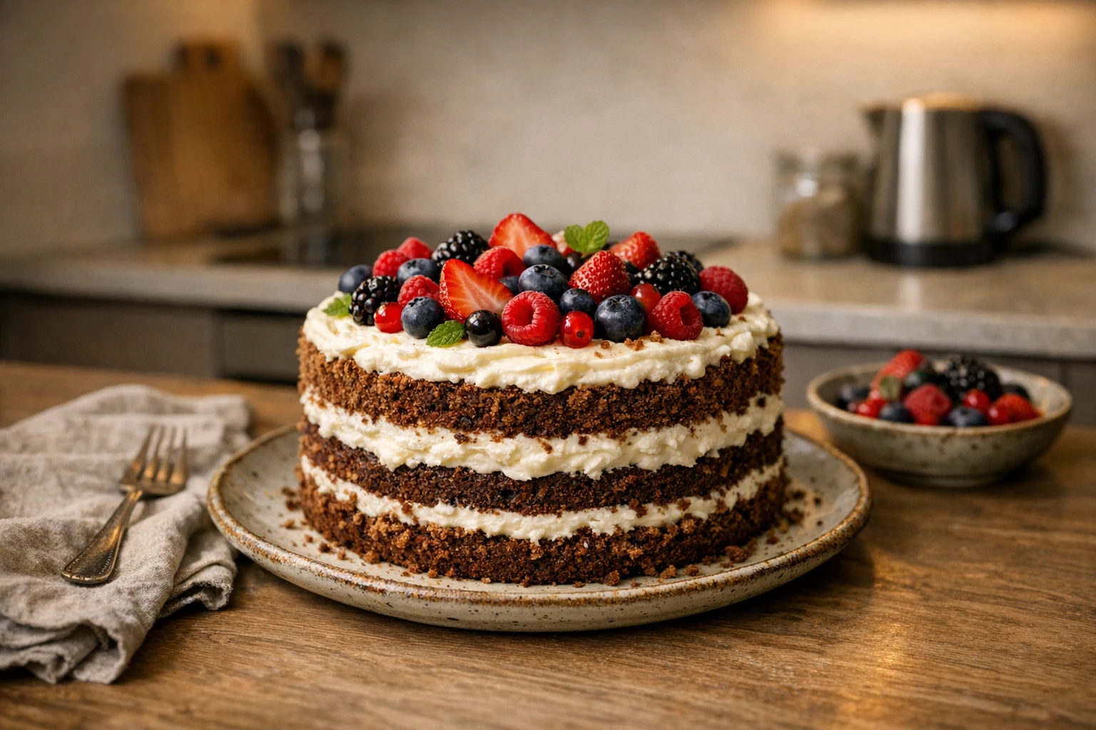 Čokoládovo-smotanová torta s ovocím