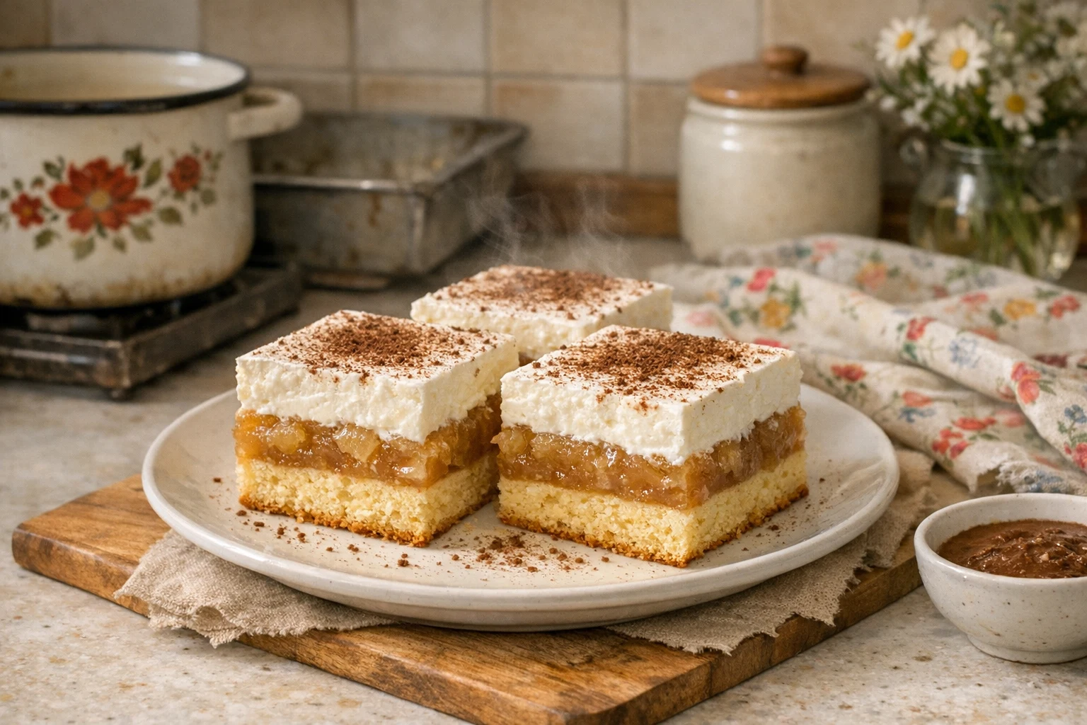 Jablkový zákusok s kyslou smotanou