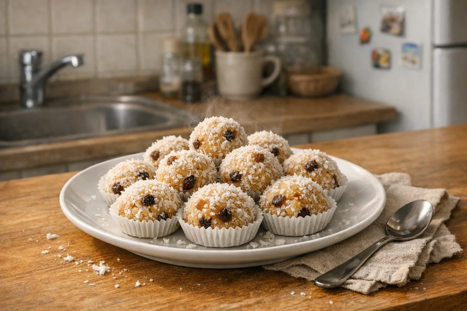 Kokosové guľky s rumovou arómou z pečenej piškóty