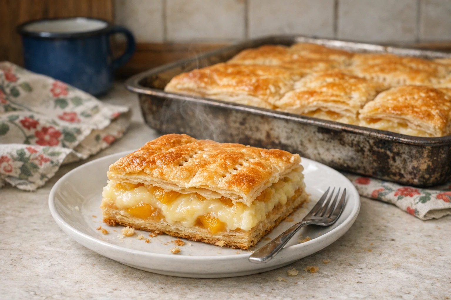 Pudingový koláč z lístkového cesta