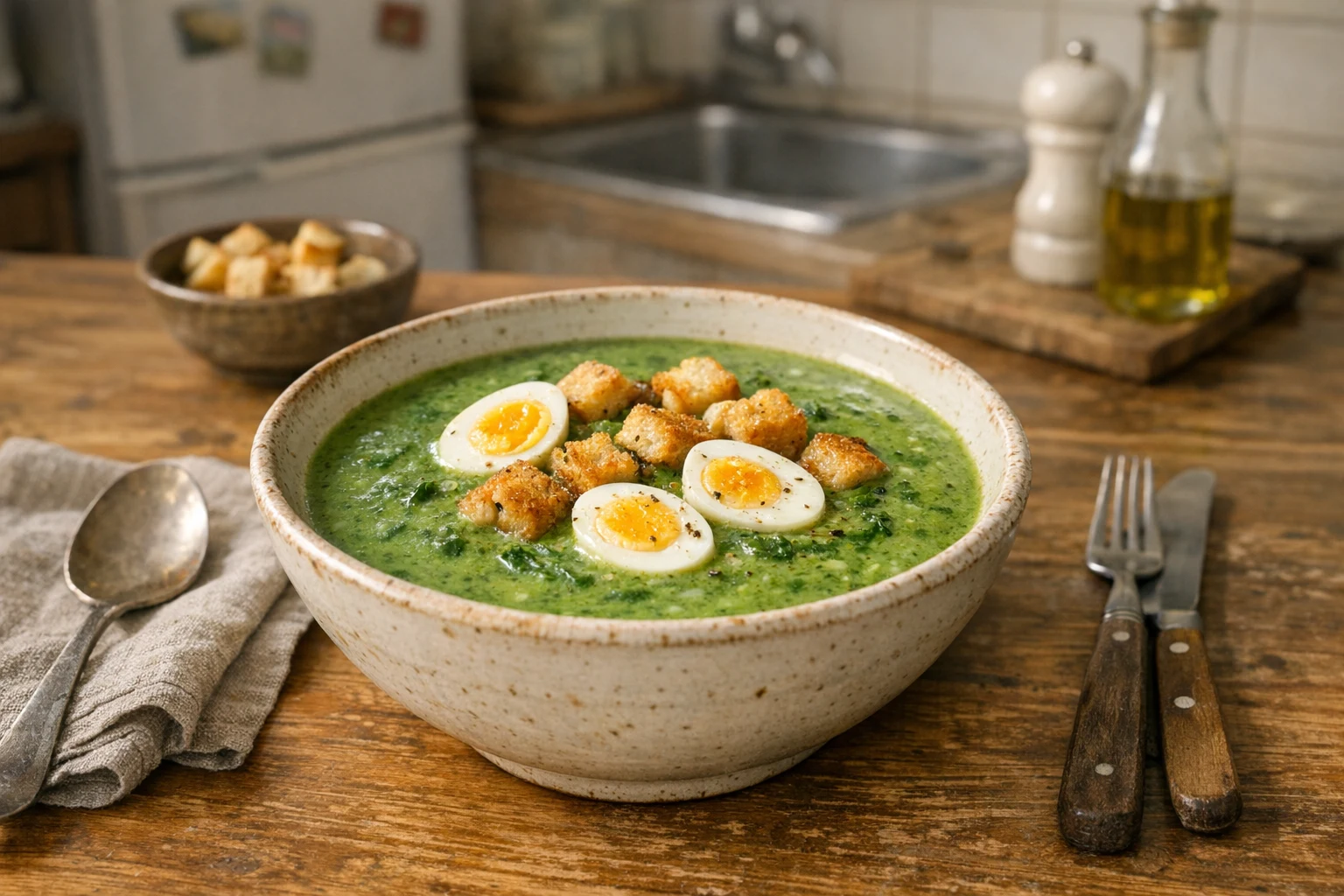 Špenátová polievka z baby špenátu