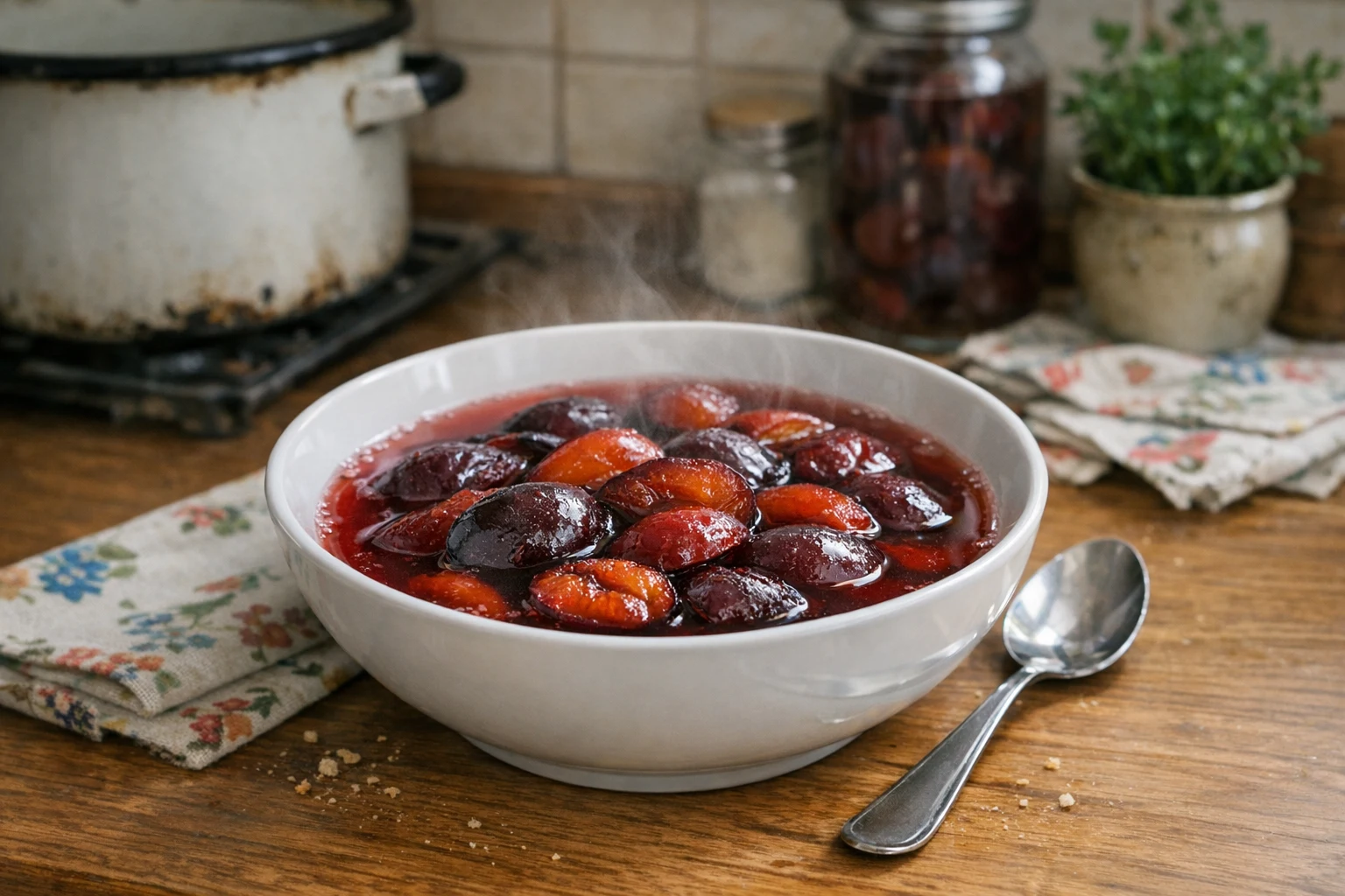 Sterilizovaný kompót zo sliviek