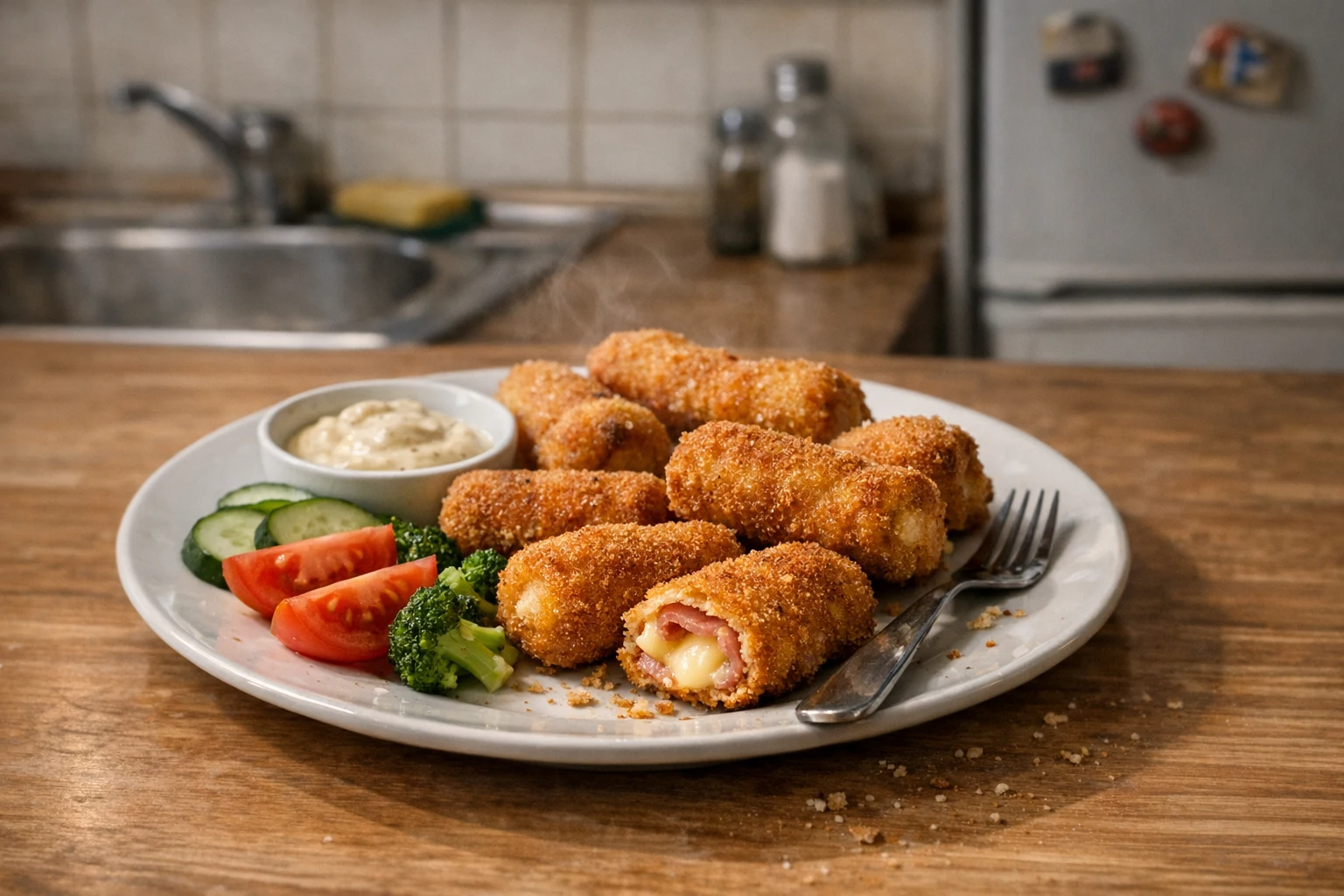 Švajčiarske syrové špízy so šunkou