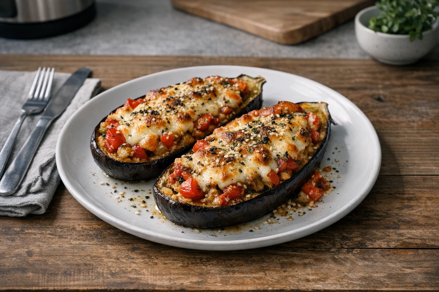 Zapekaný plnený baklažán