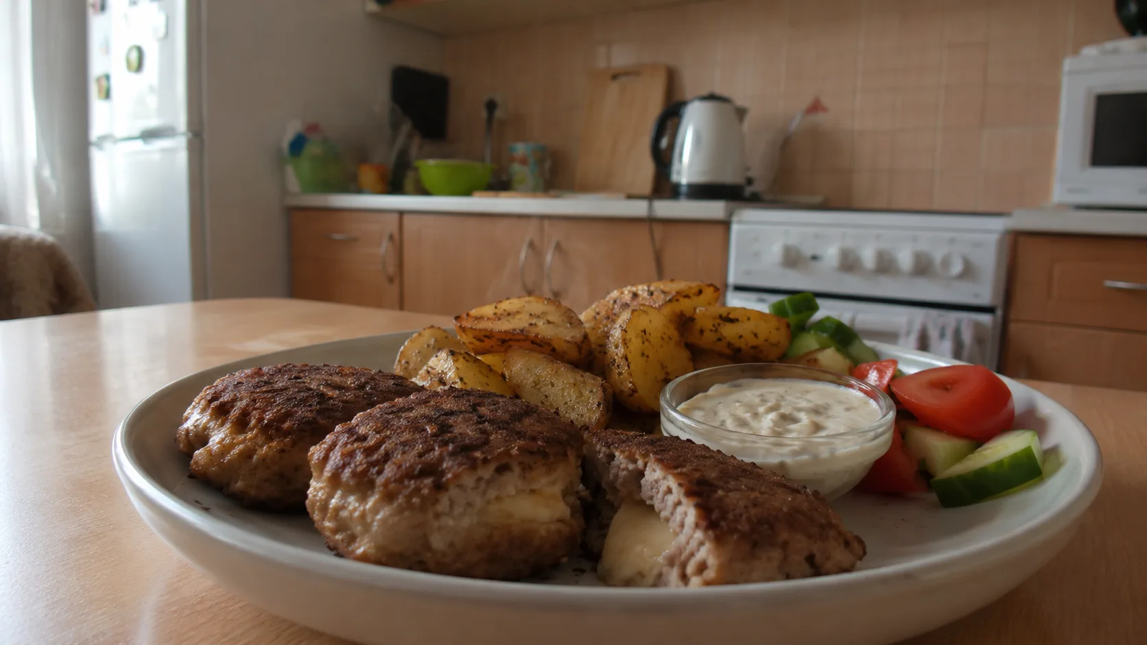 Fašírky so syrom a tatárskymi zemiakmi