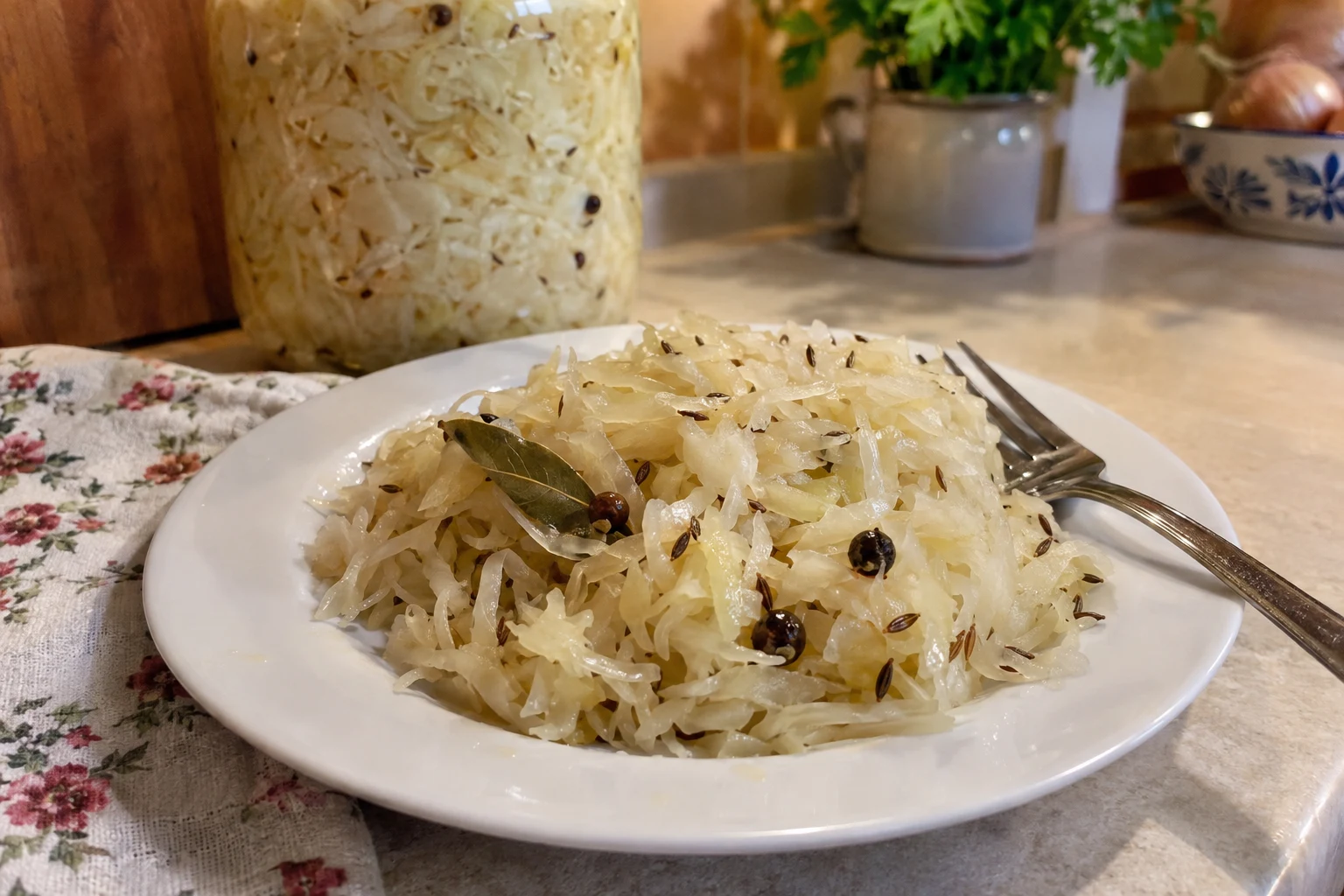 Kvasená kapusta v pohároch