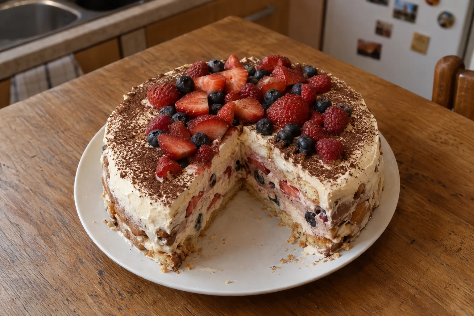 Smotanová torta s mascarpone a ovocím